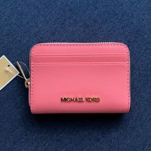 Michael Kors Medium ZipAround Card Case Wallet Grapefruit Leather